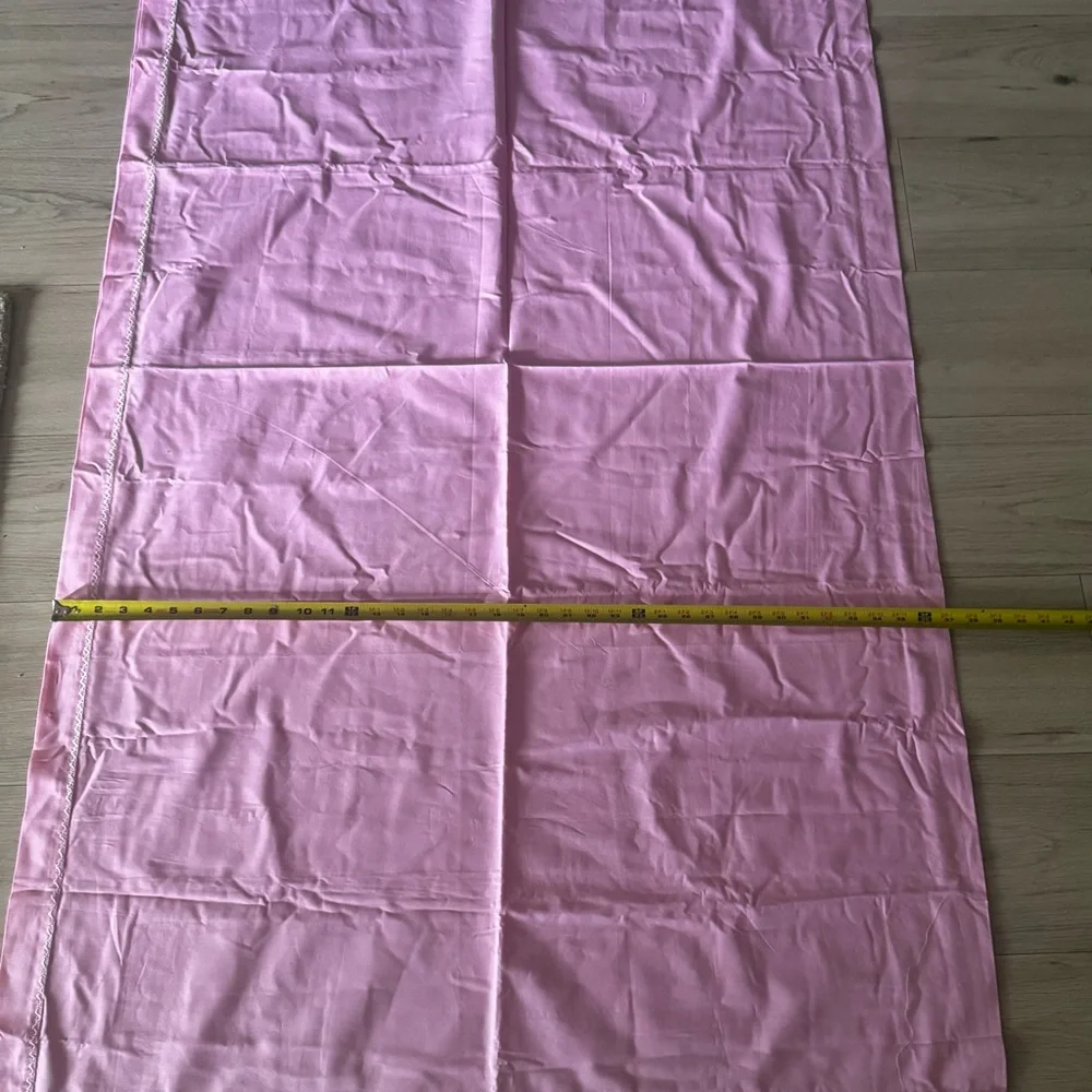 New Vintage Pink Cotton Sheet and Pillowcase Set Crochet Lace Cottagecore twin